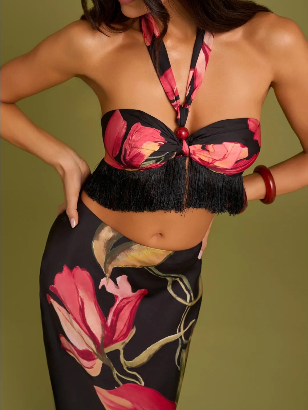 Norma Fringe Top and matching maxi skirt in a floral print - Picture 2 of 7